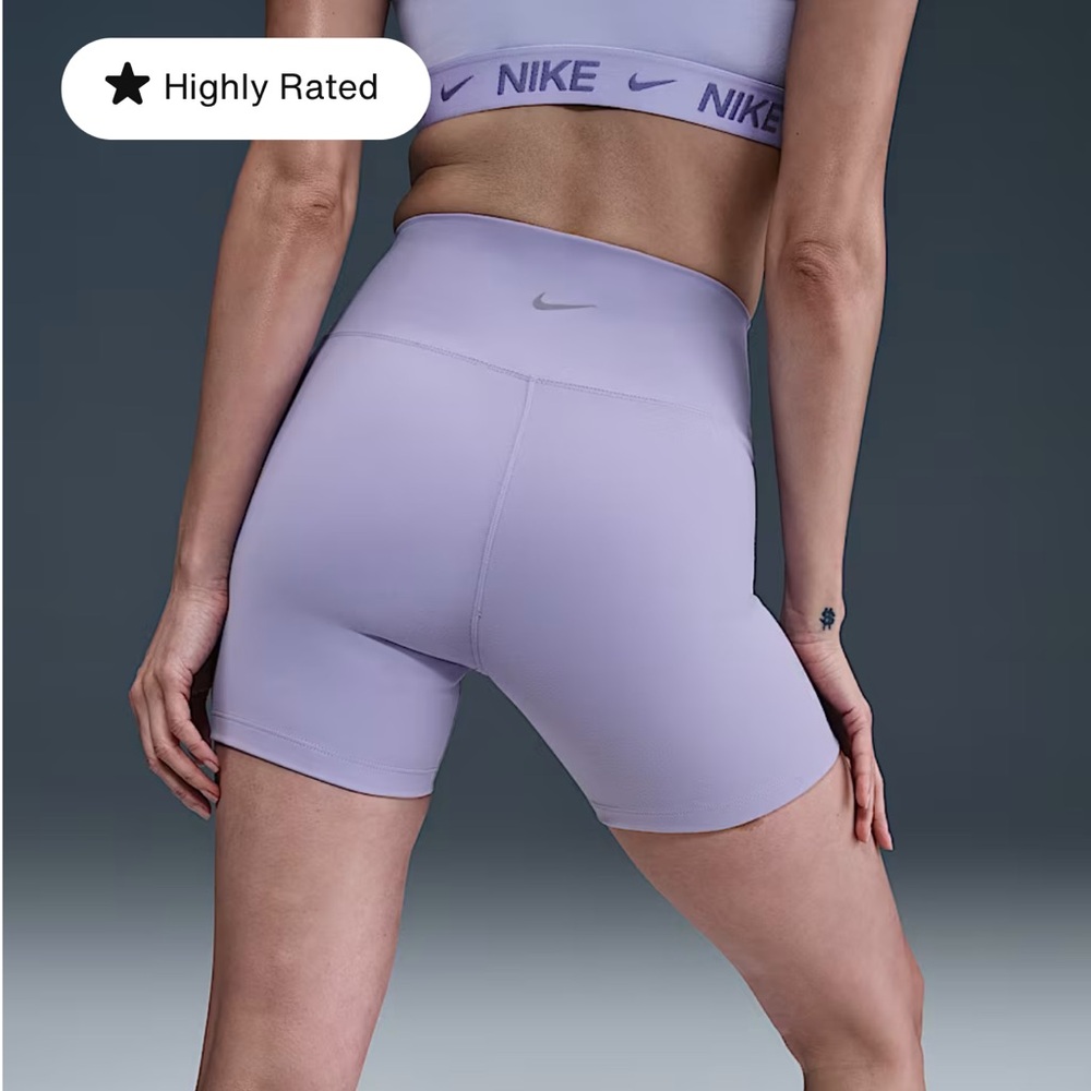 Nike one Dri-Fit high rise 5 inch inseam bike shorts in lilac women’s medium